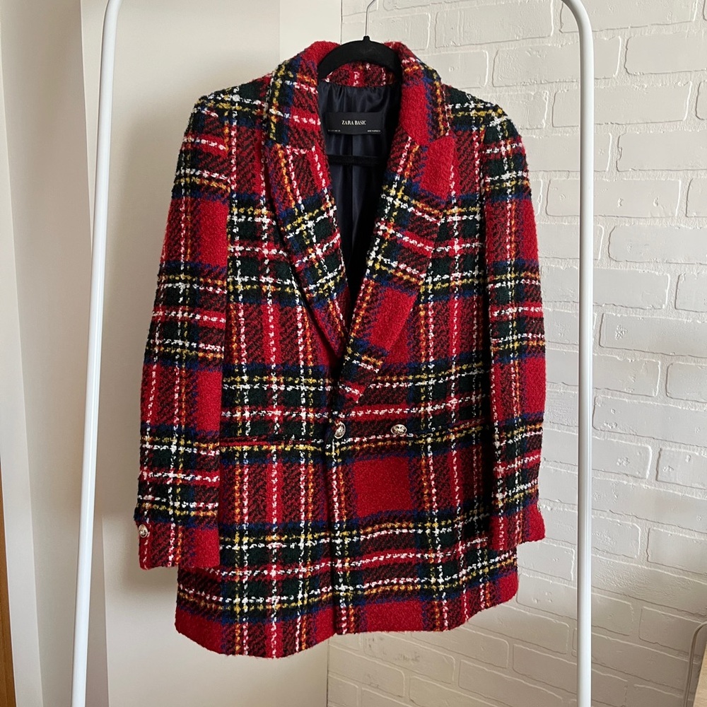 Zara Red Plaid Blazer